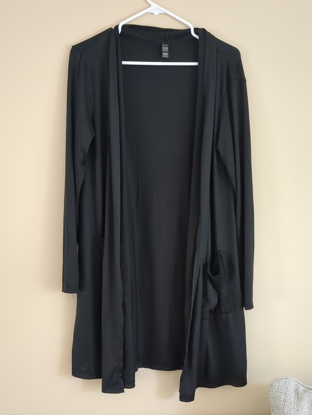 S/M 32 Degree Heat Black Open Front Long Cardigan With Pockets